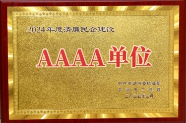 喜报！pp电子纸业荣获平湖市2024年度清廉民营企业建设AAAA级单元称号