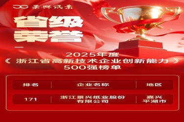 省级荣誉+1！pp电子纸业上榜浙江省高新企业创新能力500强