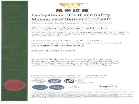 OHSAS18001职业健全安全治理系统认证证书英文